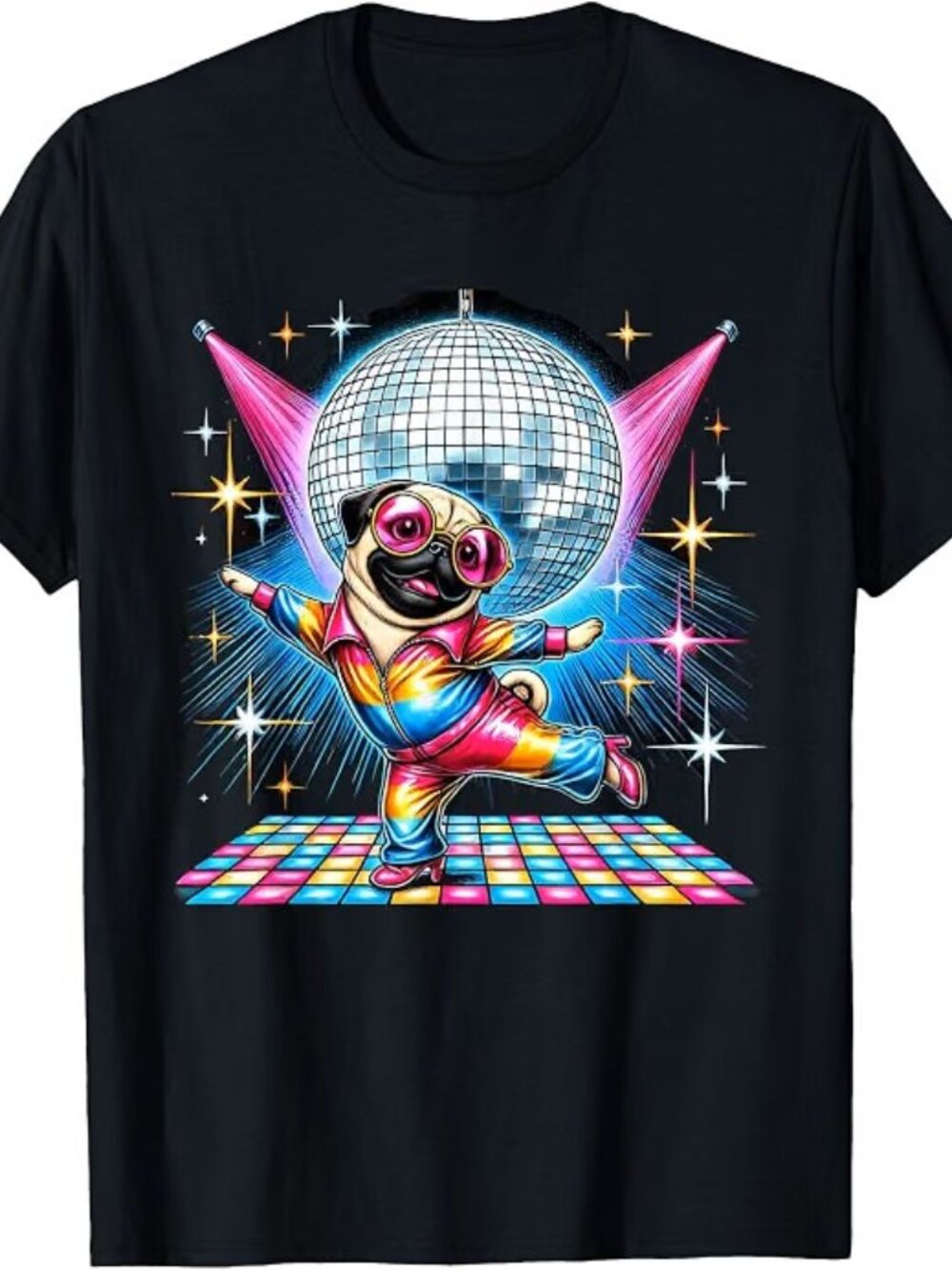 Pug Disco Dancing Graphic T-Shirt